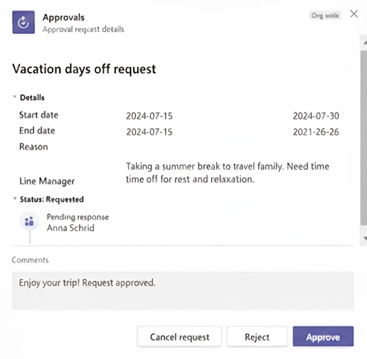 Teams Chat - Approval Interface Mockup
